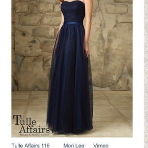Mori Lee Tulle Affair Bridesmaid Dress Navy